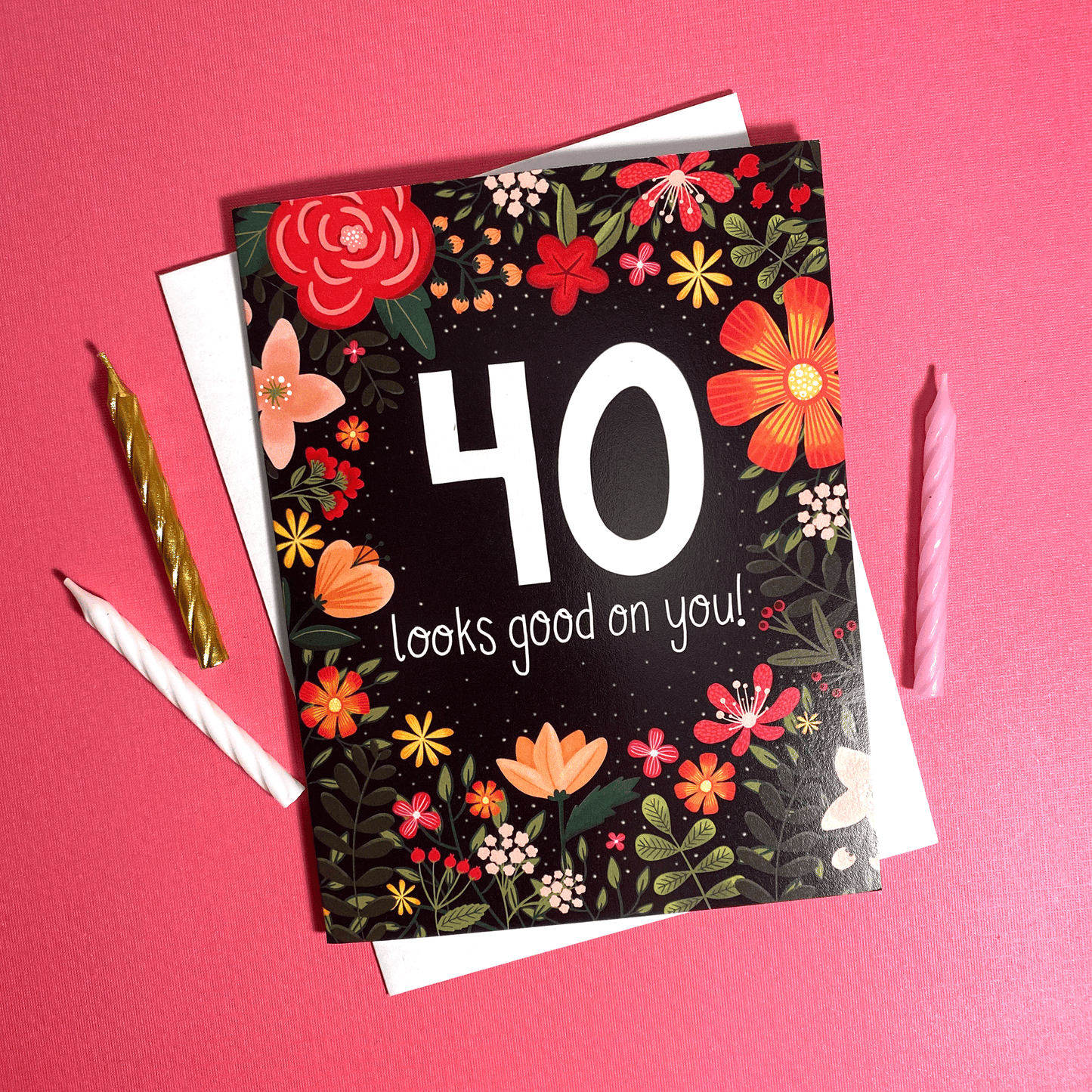 40 looks good on you 40th birthday card with flowers