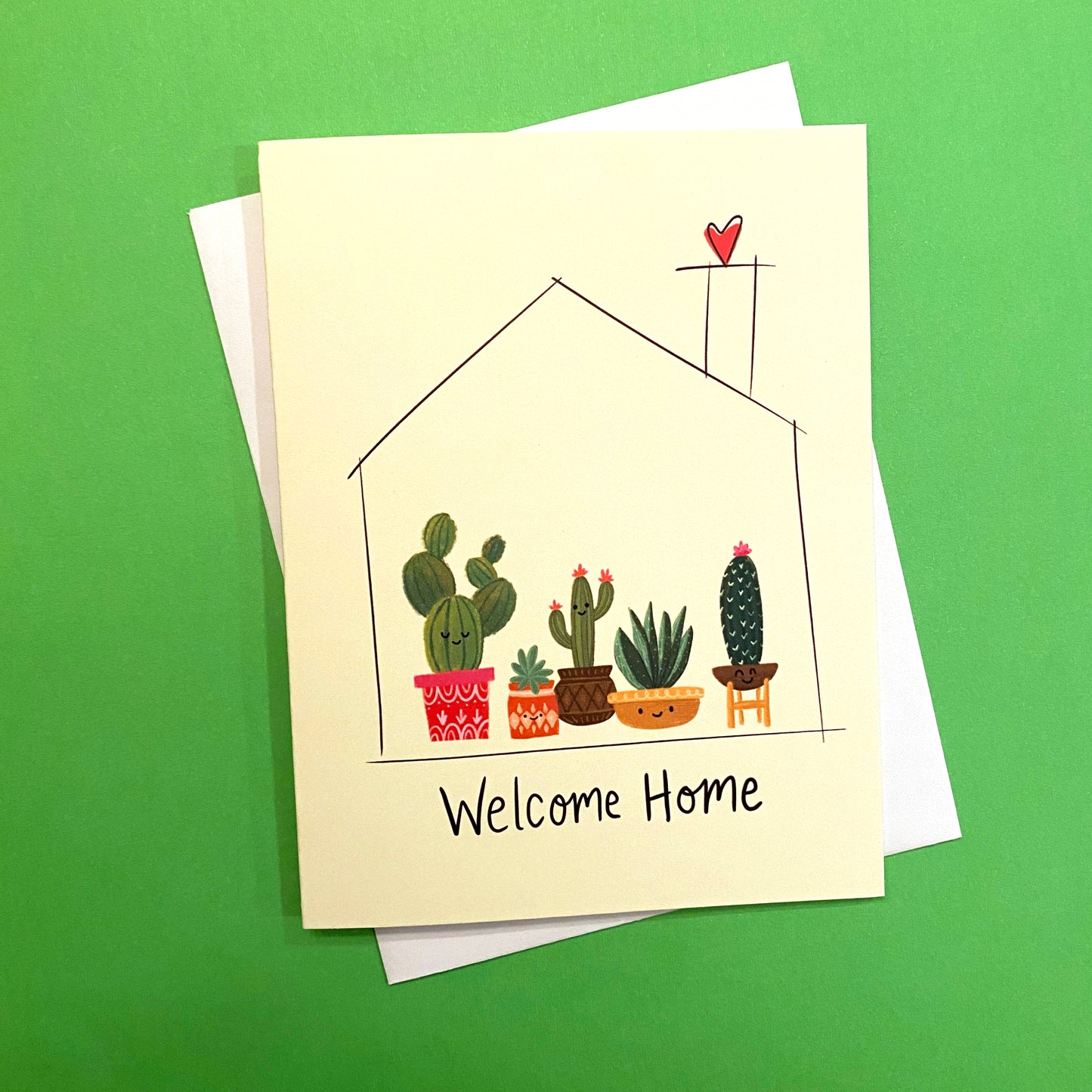 A cute way to say congrats to the new home owner! Perfect for a new home owner or for a new apartment. Size A2 greeting card (4.25" x 5.5") with envelope, blank Inside. Greeting Cards by Fox Card Co are made in Denver, CO by artist Anna Fox.