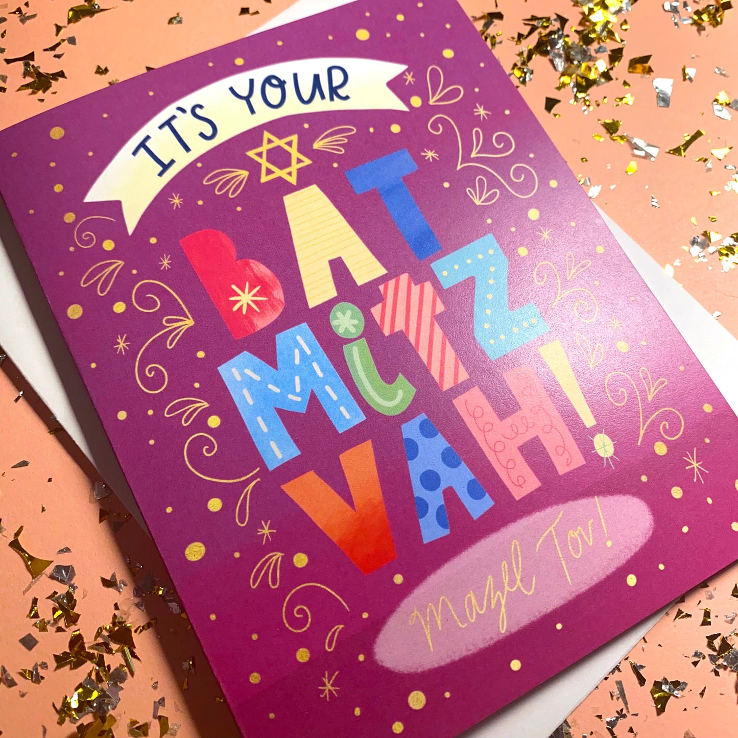 Bat Mitzvah Card, Bat Mitzvah, Bat Mitzvah Gifts, Cards for Bat Mitzvah, Bat Mitzvah Greeting Card, Mazel Tov, Jewish Cards