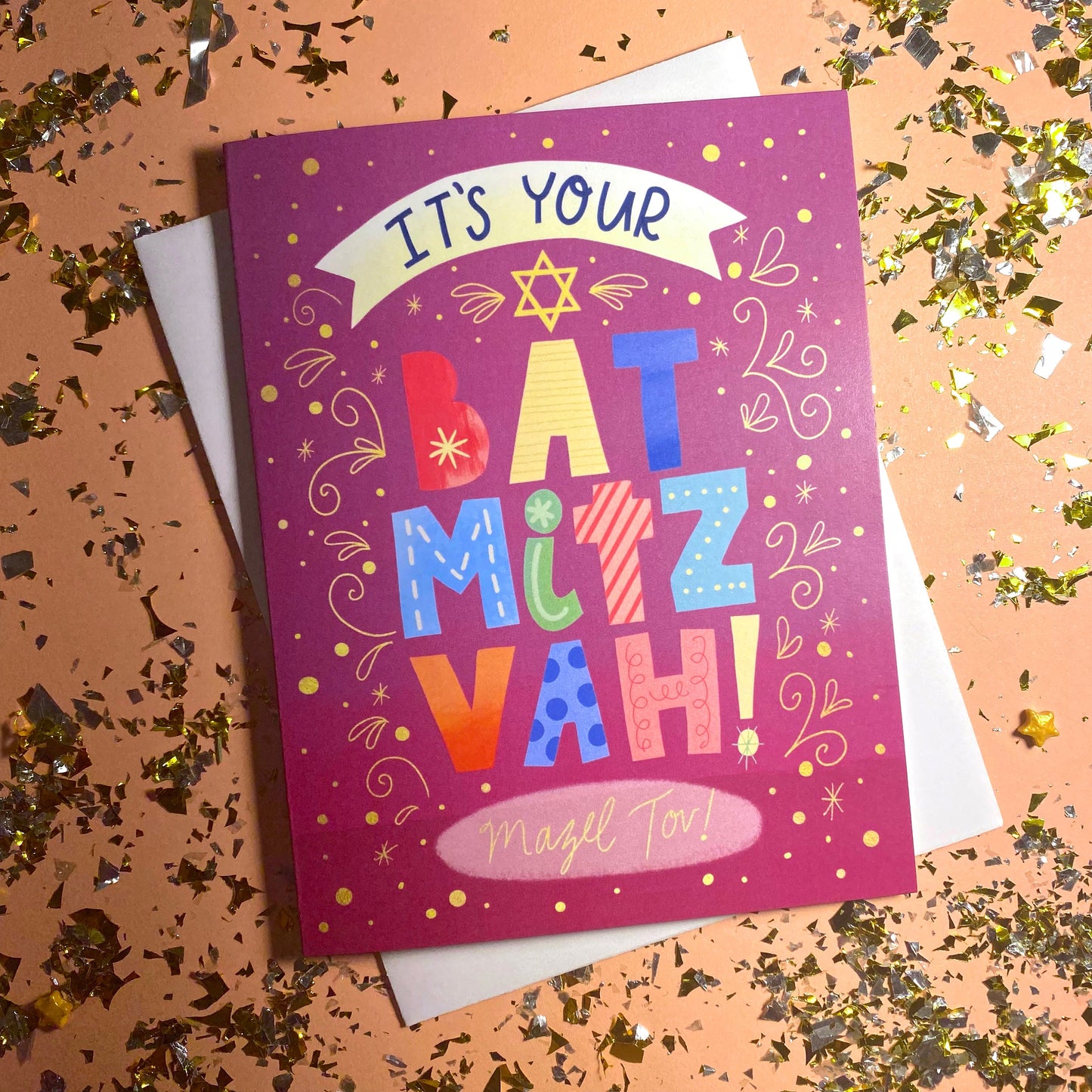 Bat Mitzvah Card, Bat Mitzvah, Bat Mitzvah Gifts, Cards for Bat Mitzvah, Bat Mitzvah Greeting Card, Mazel Tov, Jewish Cards