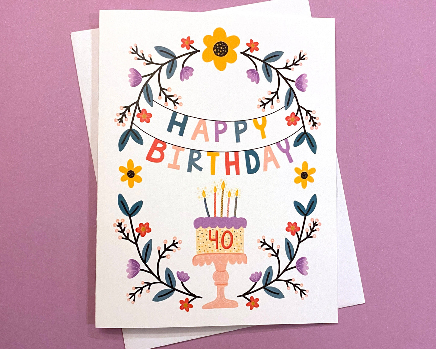 40th Birthday Card, 40 birthday card, happy 40th birthday card for women, Forty Birthday Card, Cute 40th birthday card wife, 40th bday cards