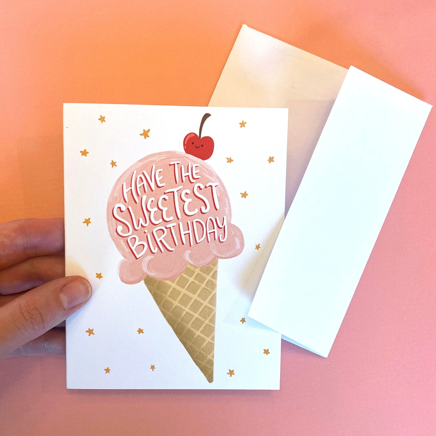 Sweet Birthday Card, Ice Cream Birthday Card, Ice Cream Card, Ice Cream Greeting Card, Friend Birthday Card, Cherry Birthday Card