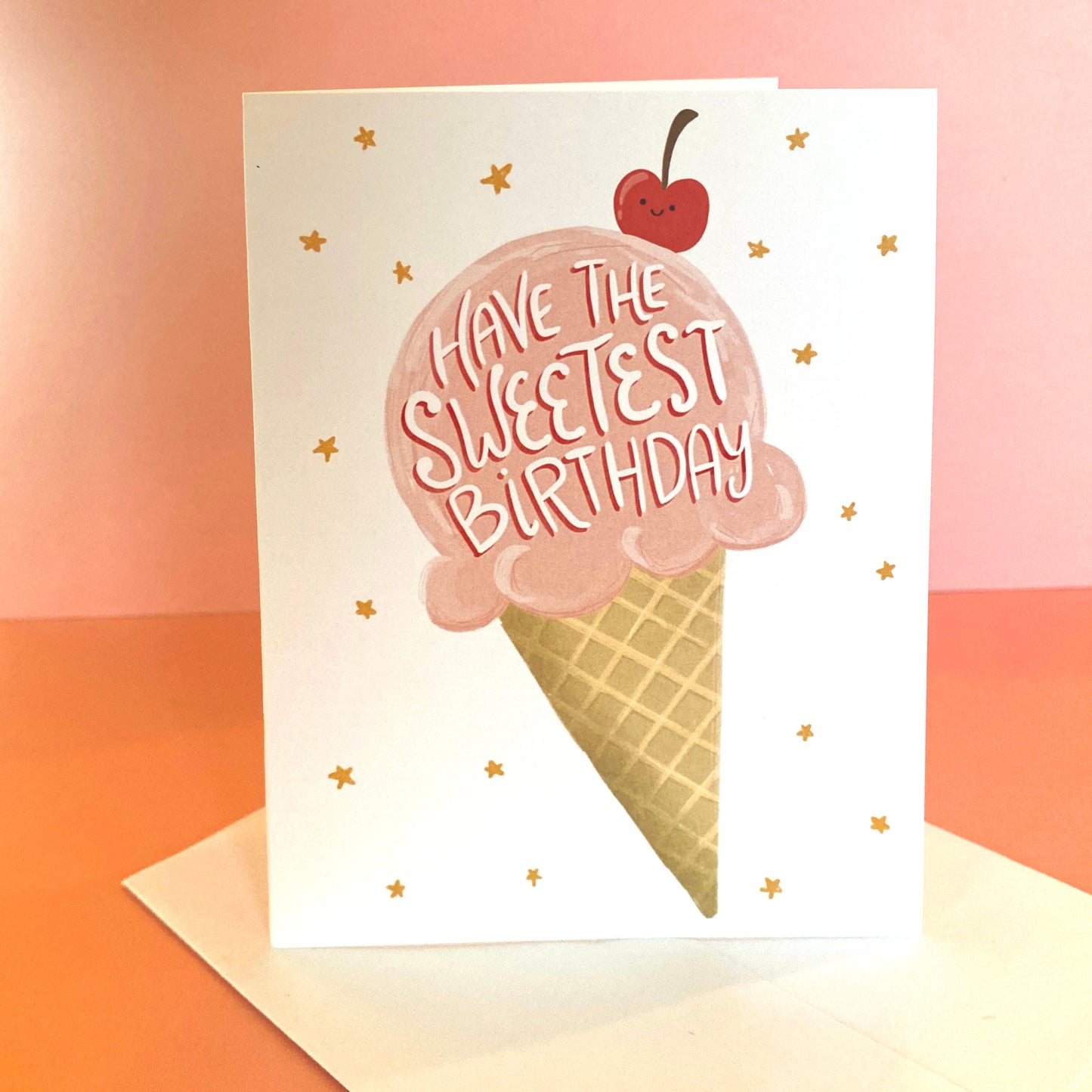 Sweet Birthday Card, Ice Cream Birthday Card, Ice Cream Card, Ice Cream Greeting Card, Friend Birthday Card, Cherry Birthday Card