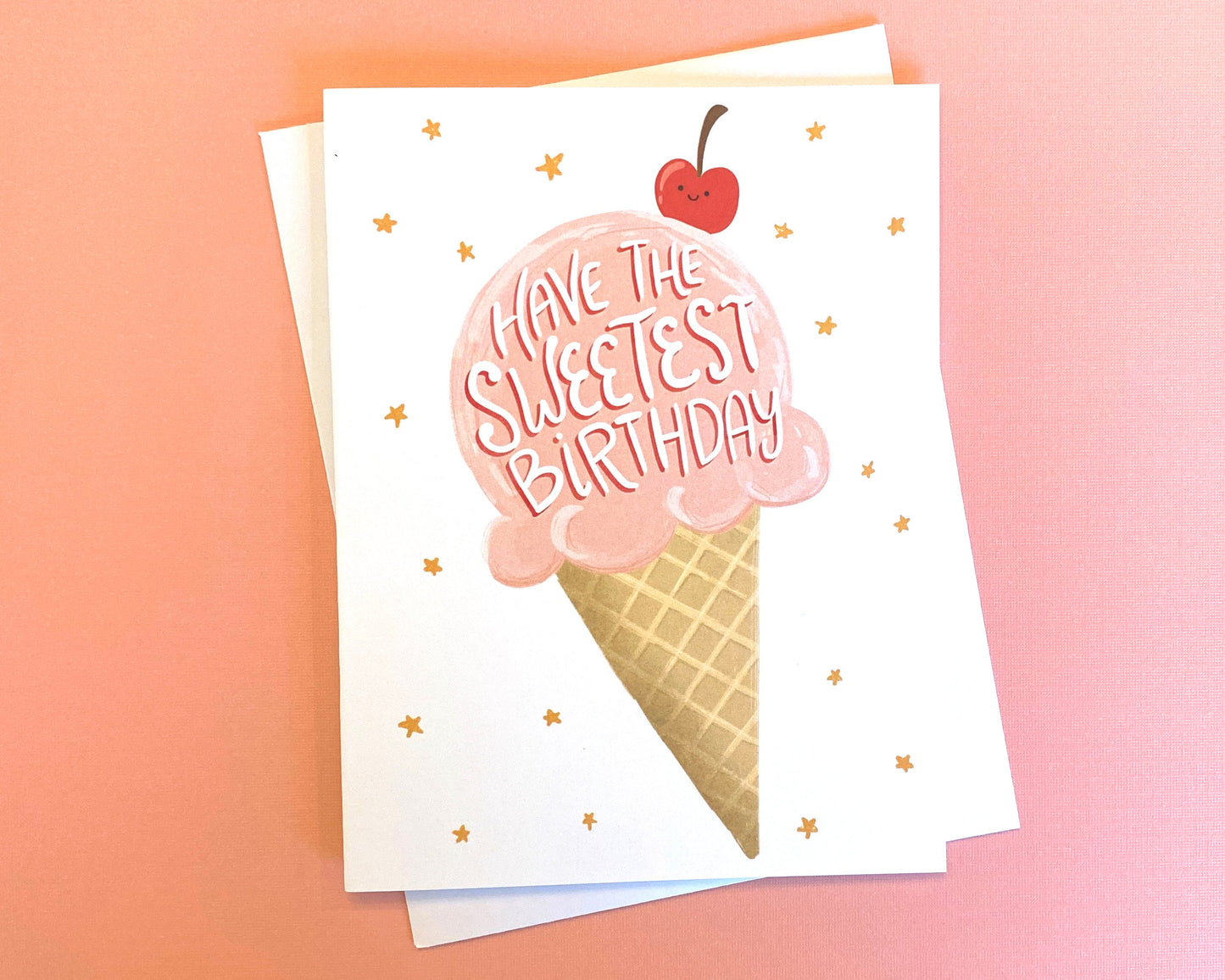Sweet Birthday Card, Ice Cream Birthday Card, Ice Cream Card, Ice Cream Greeting Card, Friend Birthday Card, Cherry Birthday Card