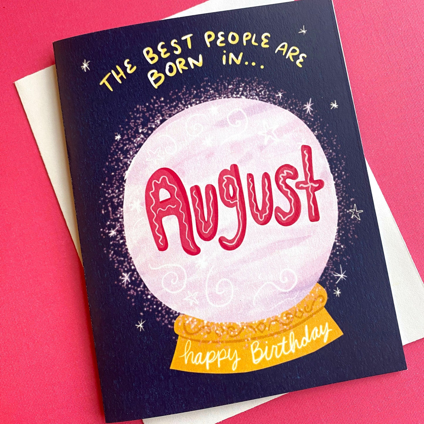 August Birthday Card, Crystal Ball Birthday Card, Cute birthday card for friend, birthday card for bestie, best friend birthday card