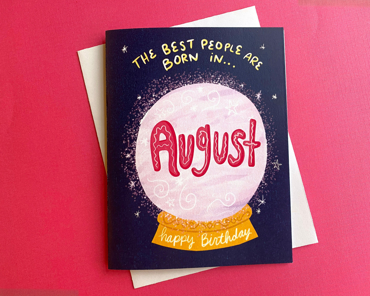 August Birthday Card, Crystal Ball Birthday Card, Cute birthday card for friend, birthday card for bestie, best friend birthday card