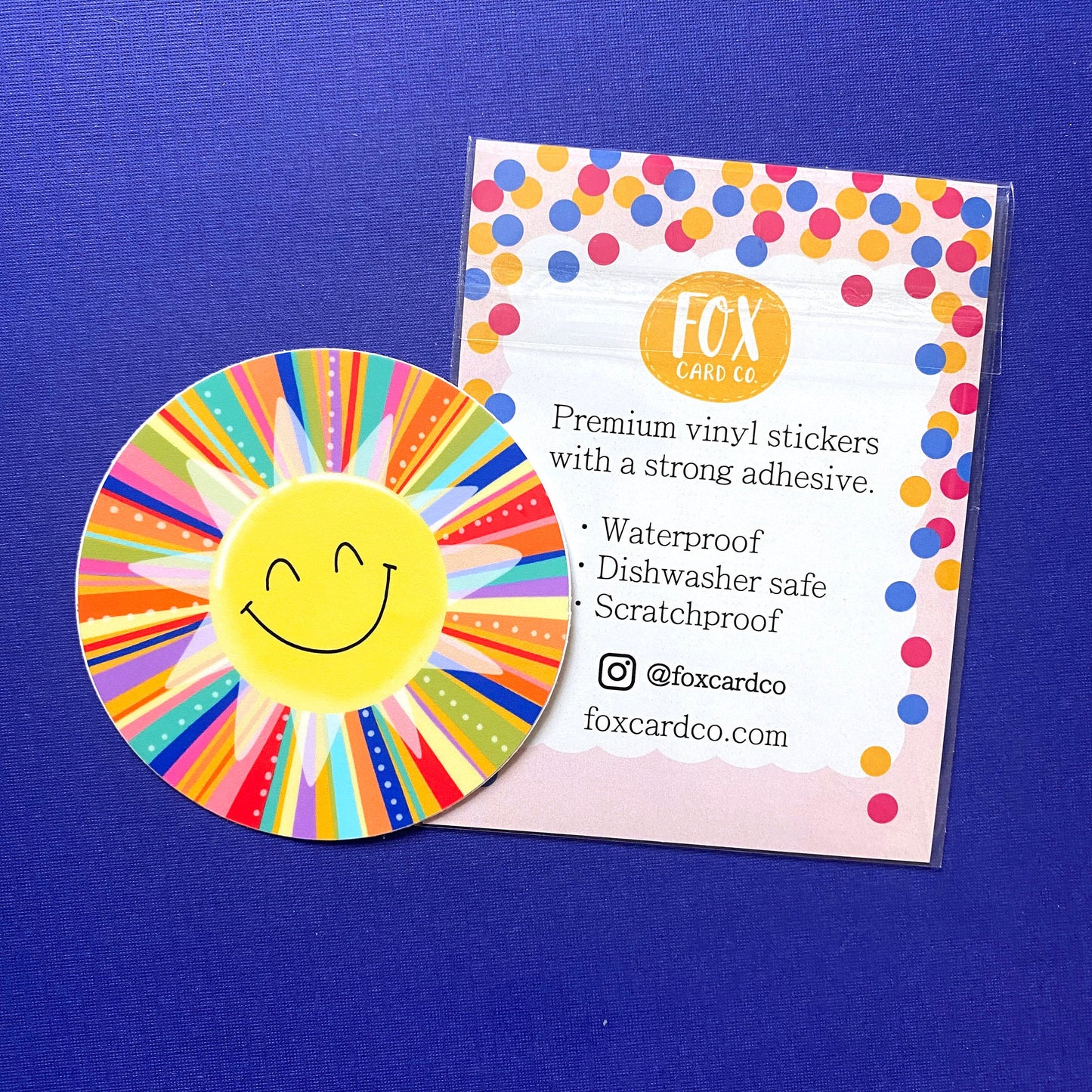 Happy Face Sun Sticker, Rainbow Sunshine, Cute Sunshine Stickers, Rainbow Smiling Face Sun, Colorful Stickers, waterproof vinyl stickers
