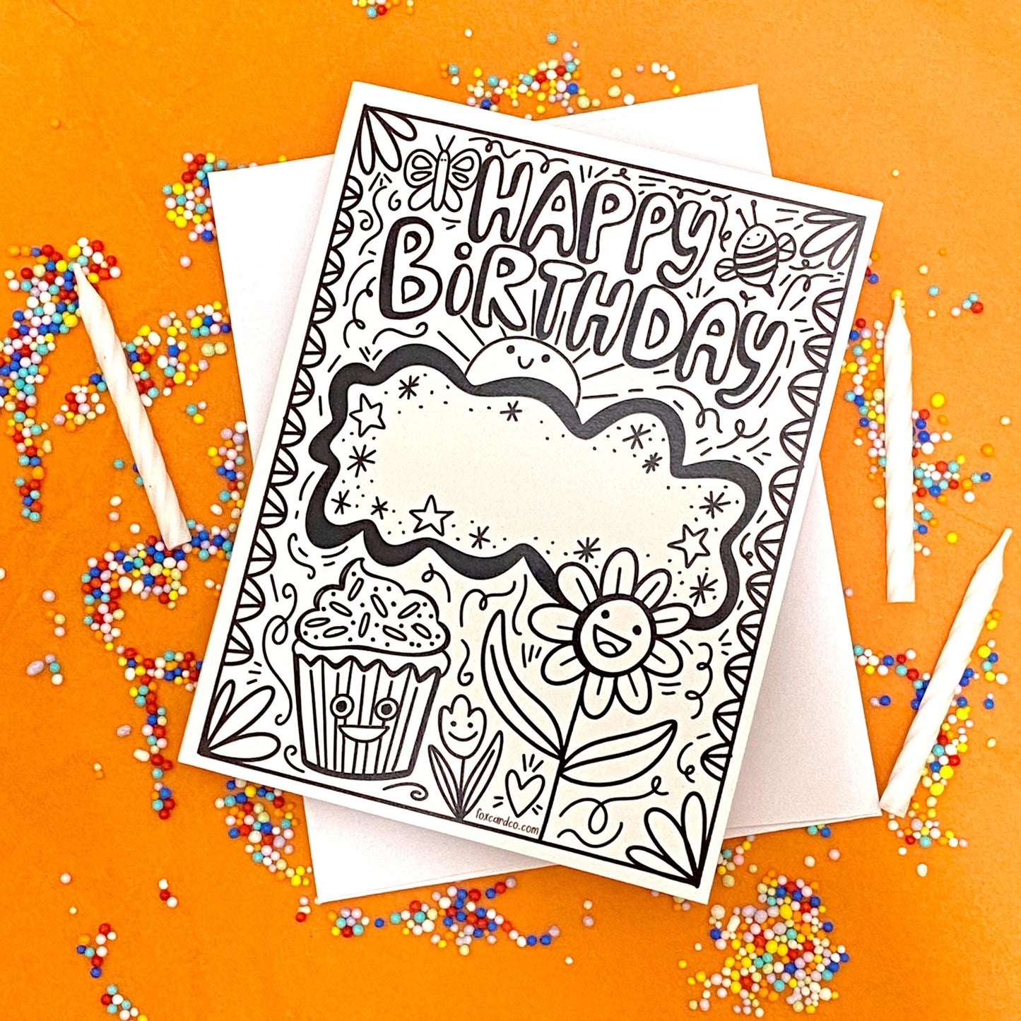 Happy Birthday Coloring Card, Color your own birthday card, colorable birthday card, Coloring Card for Kids, birthday gift for grandma