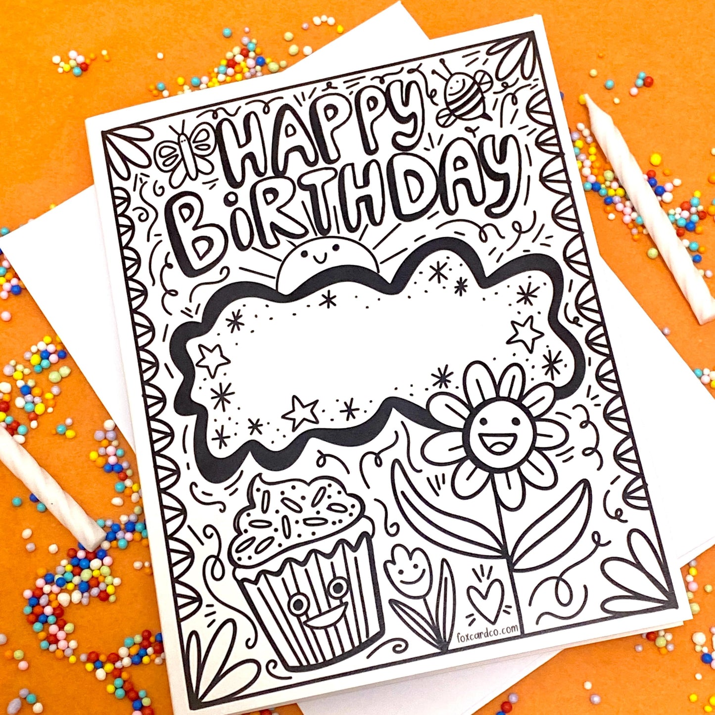 Happy Birthday Coloring Card, Color your own birthday card, colorable birthday card, Coloring Card for Kids, birthday gift for grandma