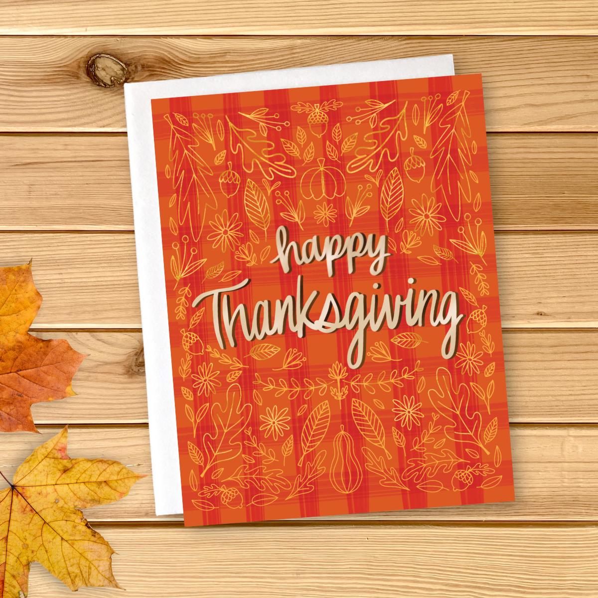 Thanksgiving Cards Set of 6, Fall lllustrated note cards with cozy autumn vibes
