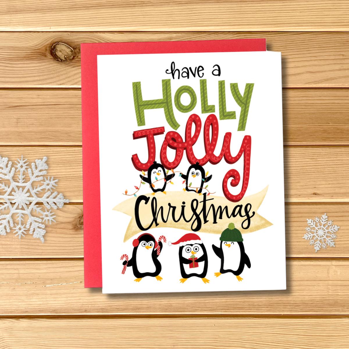 Christmas Holiday Cards Set of 6 - whimsical holiday cards, animal greeting card set