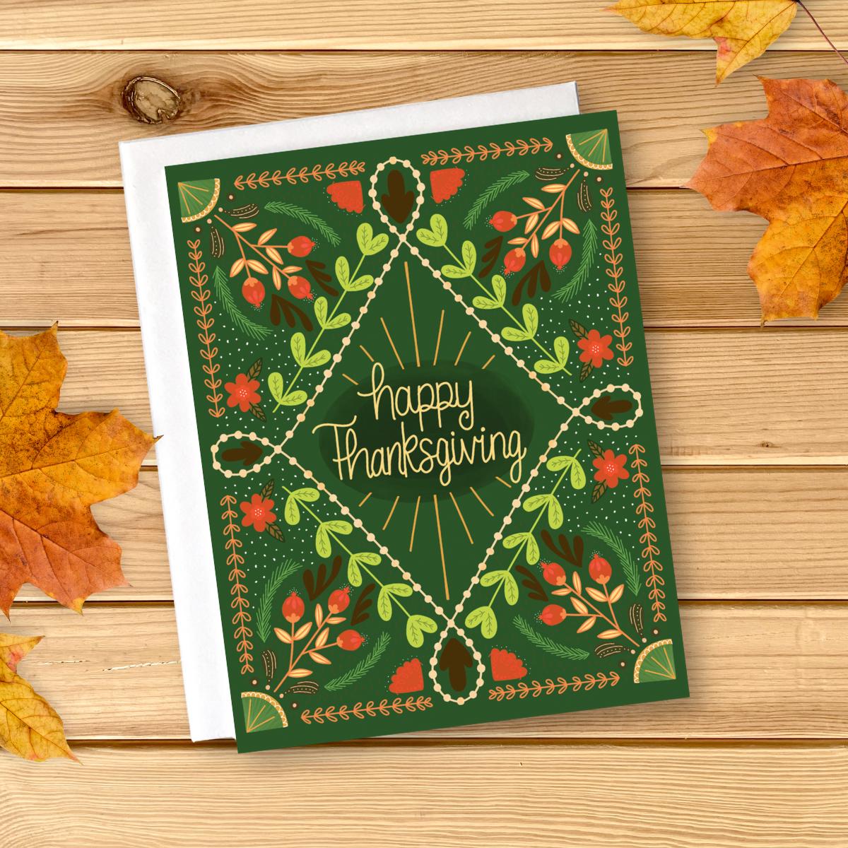 Thanksgiving Cards Set of 6, Fall lllustrated note cards with cozy autumn vibes