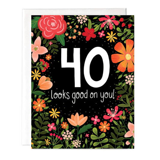 40th birthday card with flowers