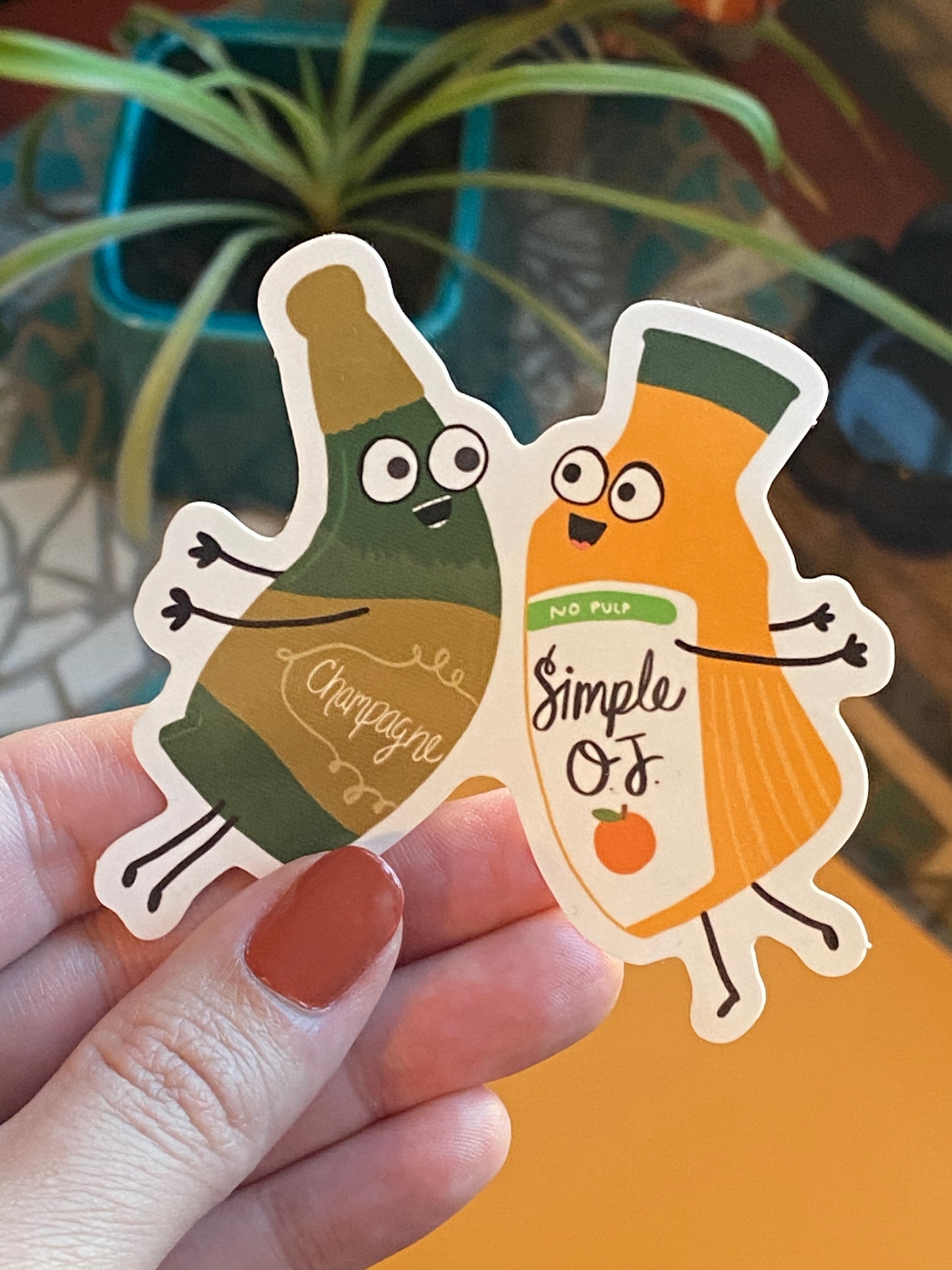 Mimosa buddies OJ and Champange sticker