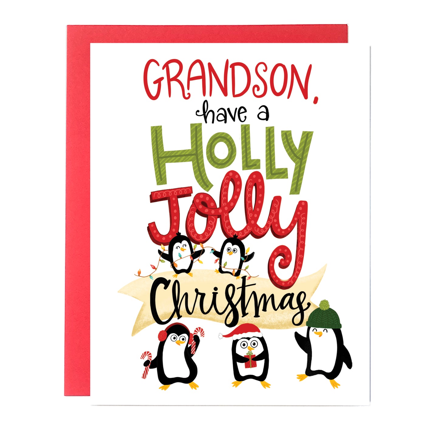 Grandson Holly Jolly Christmas Card