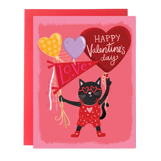 Cute Black Cat Valentine's Day Card