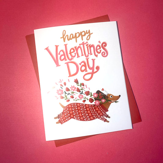 Dachshund Dog Valentine's Day Card