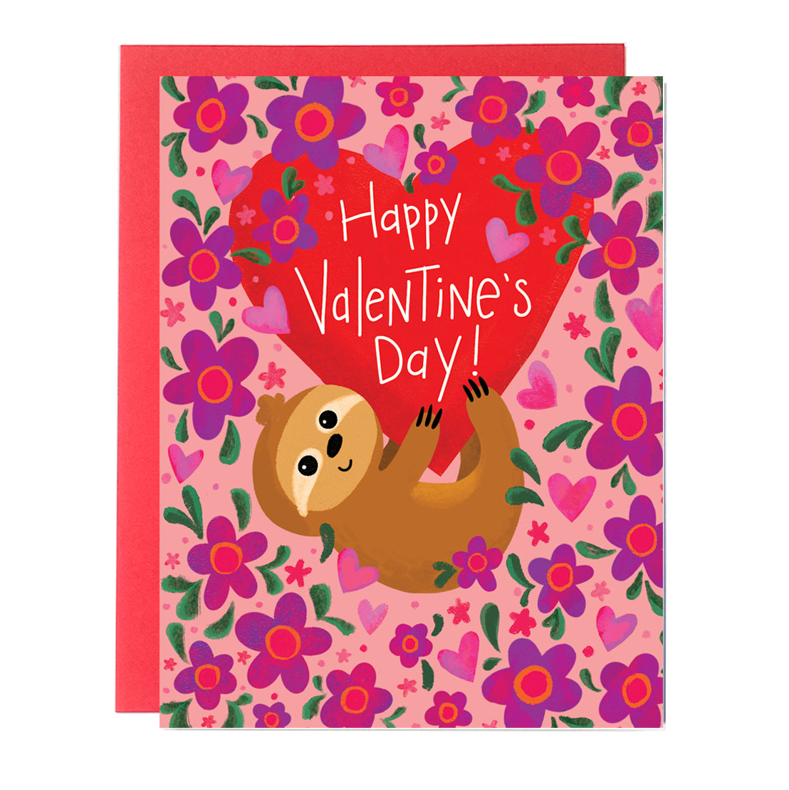 Sloth Floral Valentine's Day Card