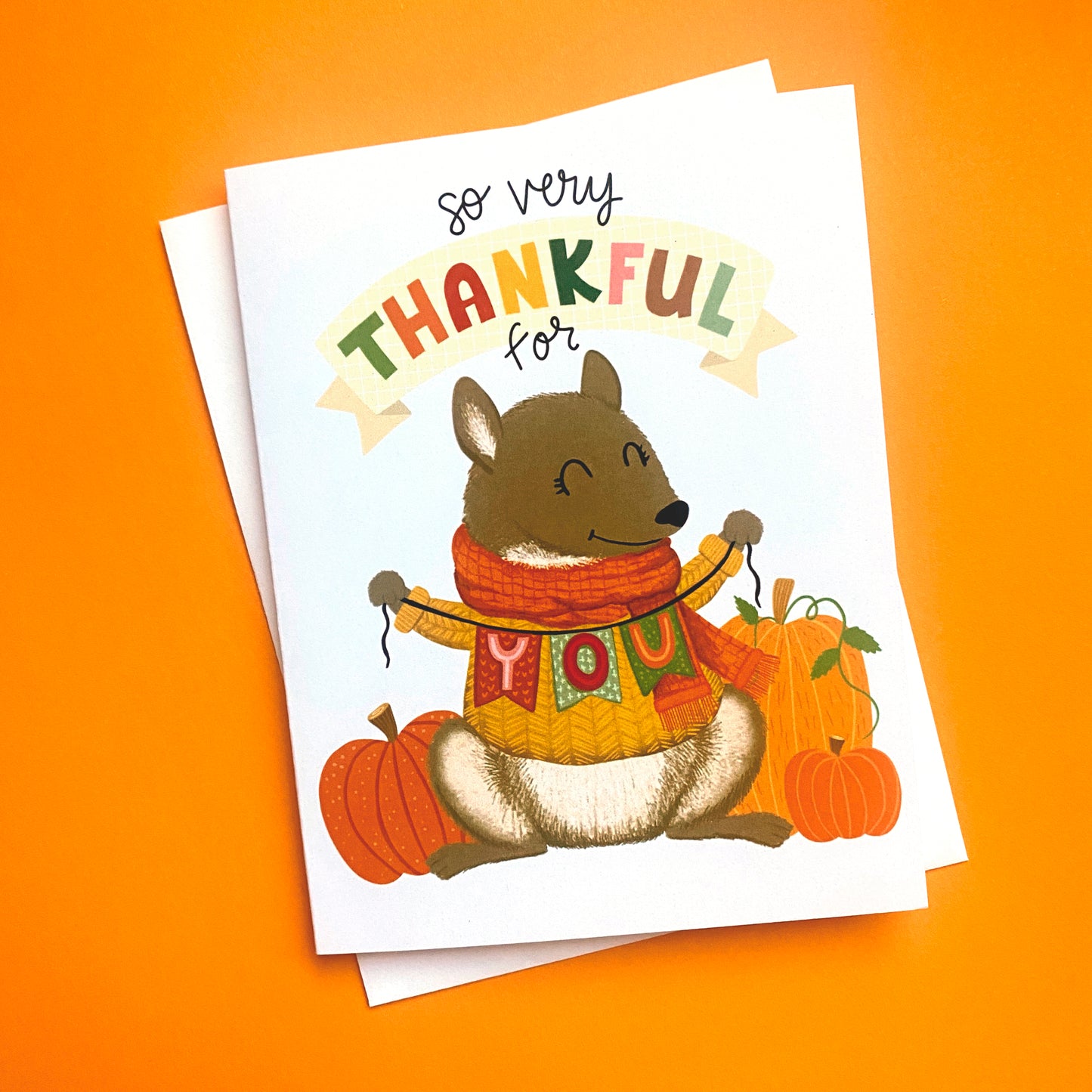 Fall Squirrel Thankful Card