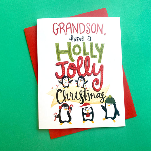 Grandson Holly Jolly Christmas Card