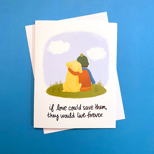 Send this dog sympathy card to share some love to someone who lost their beloved dog. Size A2 greeting card (4.25" x 5.5") with envelope, blank Inside. All cards are designed and Illustrated with love by me, Anna Fox, and are printed at my friendly neighborhood print shop in Denver, CO.