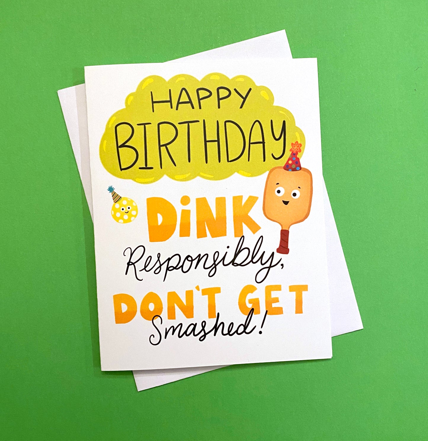Funny Pickleball Birthday Card for your pickleball loving friend! Size A2 greeting card (4.25" x 5.5") with envelope, blank Inside. All cards are designed and Illustrated with love by me, Anna Fox, and are printed at my friendly neighborhood print shop in Denver, CO.