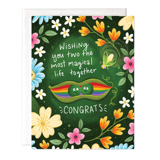 Peas in a Rainbow Pod LGBTQ+ Wedding Card