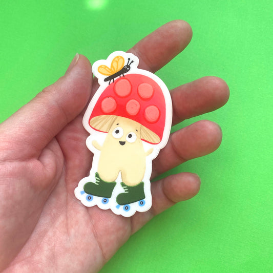 Roller Skate Mushroom Sticker