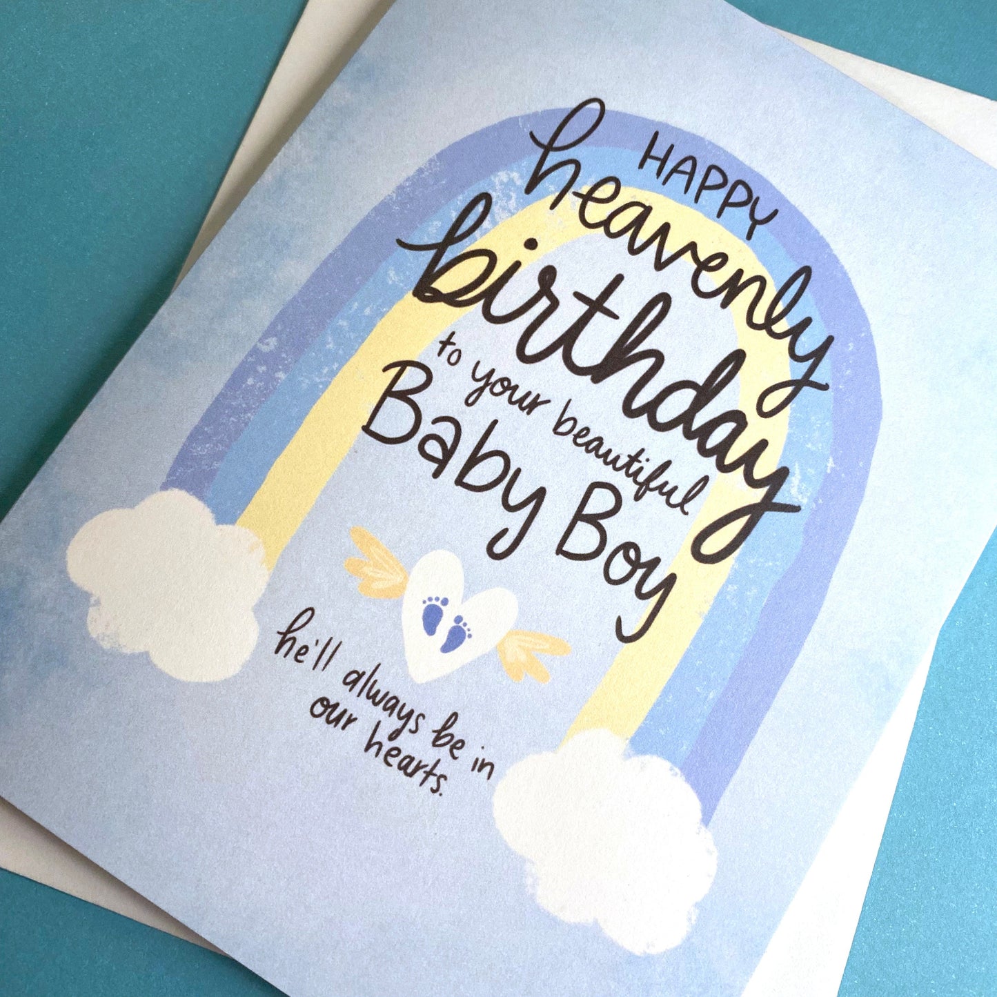 Heavenly Birthday Card, Baby Boy Remembrance Card, Angel Baby Birthday, Heavenly Birthday Card Boy, Loss of Baby Memorial Gift, Baby Loss