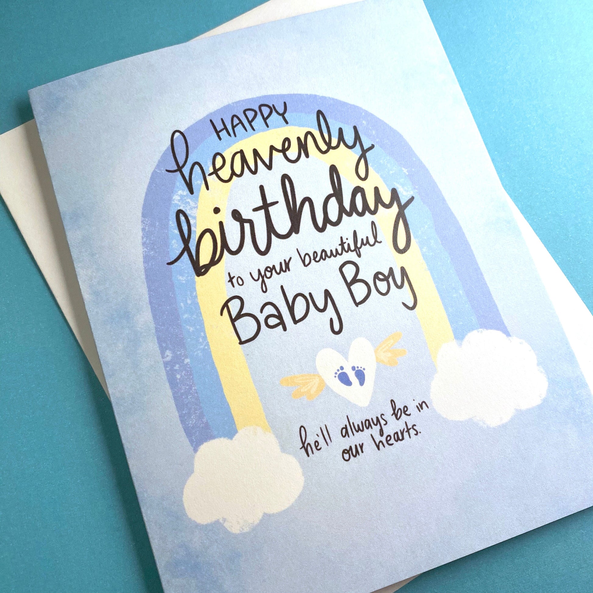 Heavenly Birthday Card, Baby Boy Remembrance Card, Angel Baby Birthday, Heavenly Birthday Card Boy, Loss of Baby Memorial Gift, Baby Loss