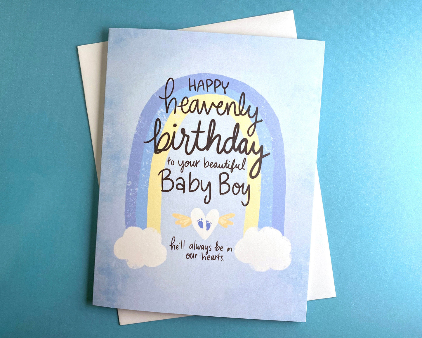 Heavenly Birthday Card, Baby Boy Remembrance Card, Angel Baby Birthday, Heavenly Birthday Card Boy, Loss of Baby Memorial Gift, Baby Loss