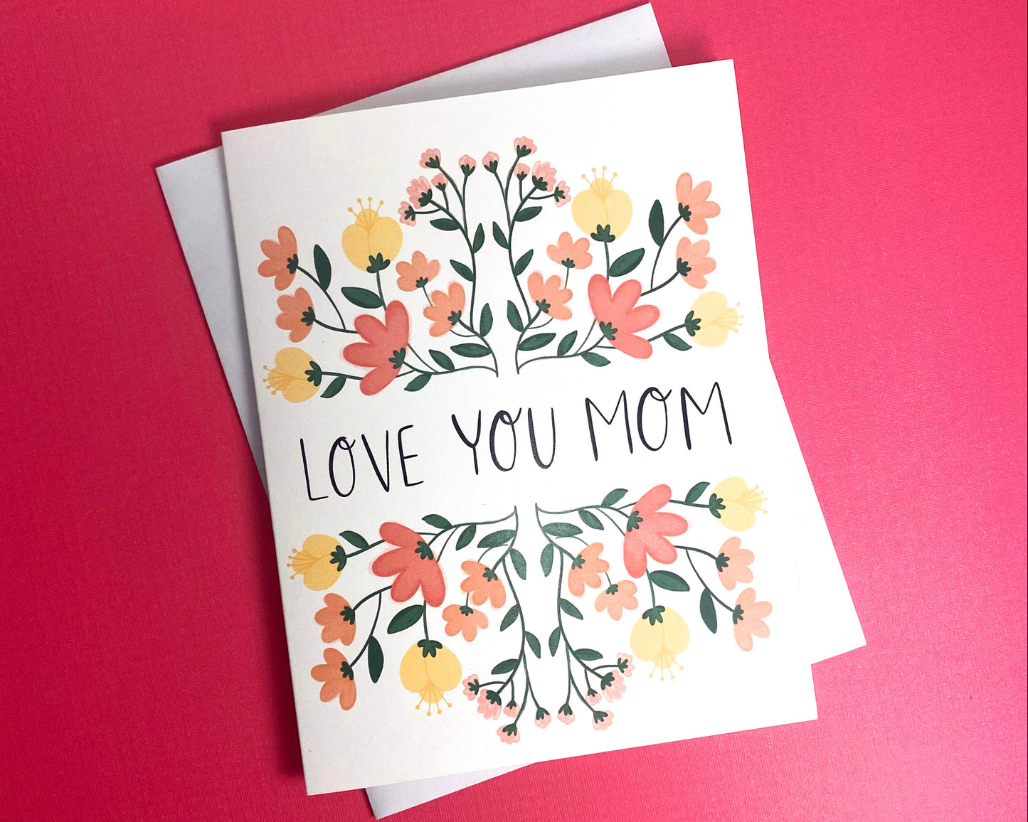Floral Mothers Day Greeting Card, Love You Mom Card, Miss You Mom, Mother's Day Gift, Cards for Mothers Day, Miss You Mom Card, Card For Mom