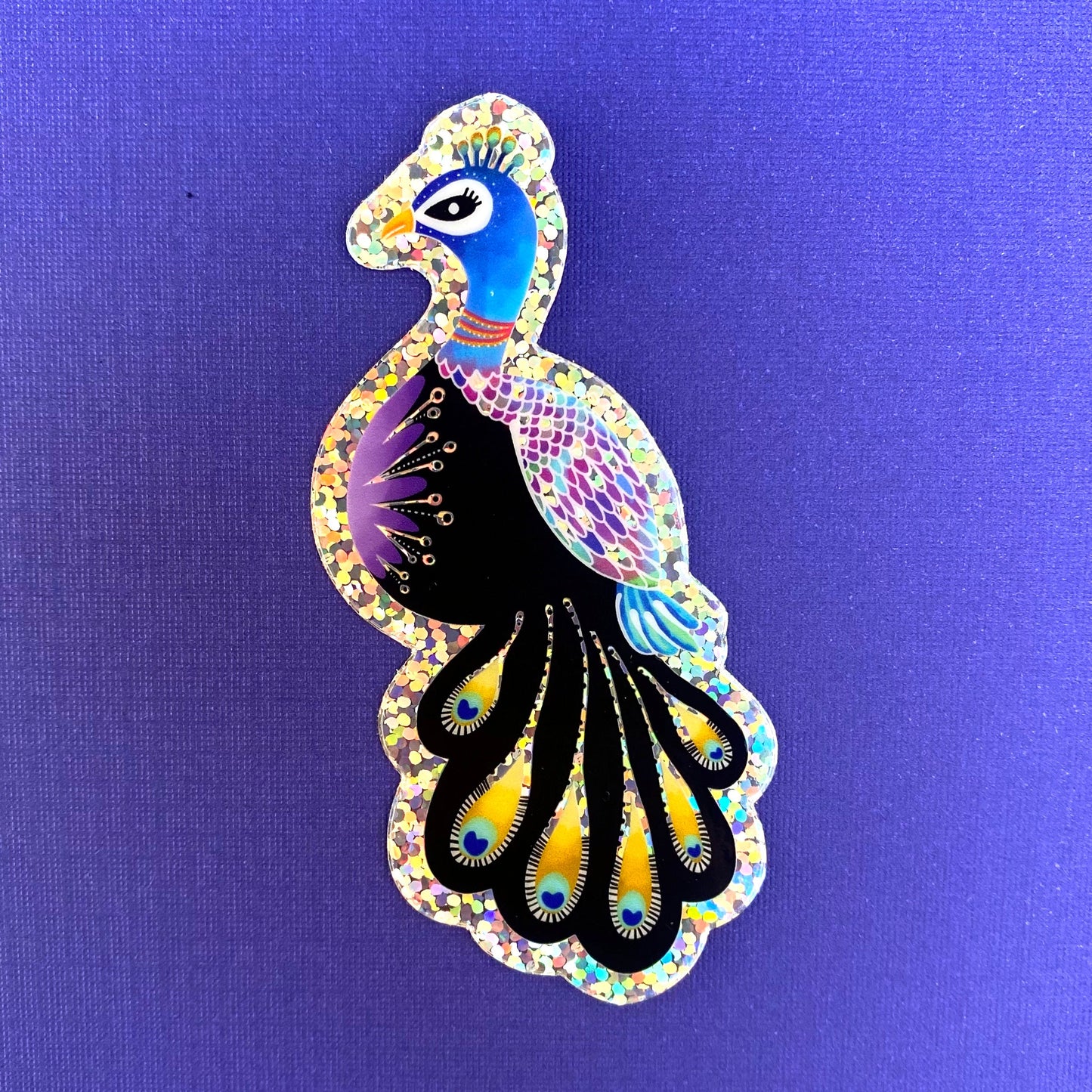 Glitter Peacock Sticker, Glittery Stickers, Peacock Decal, sparkly stickers for laptop Glitter, waterproof vinyl stickers, glitter peacock