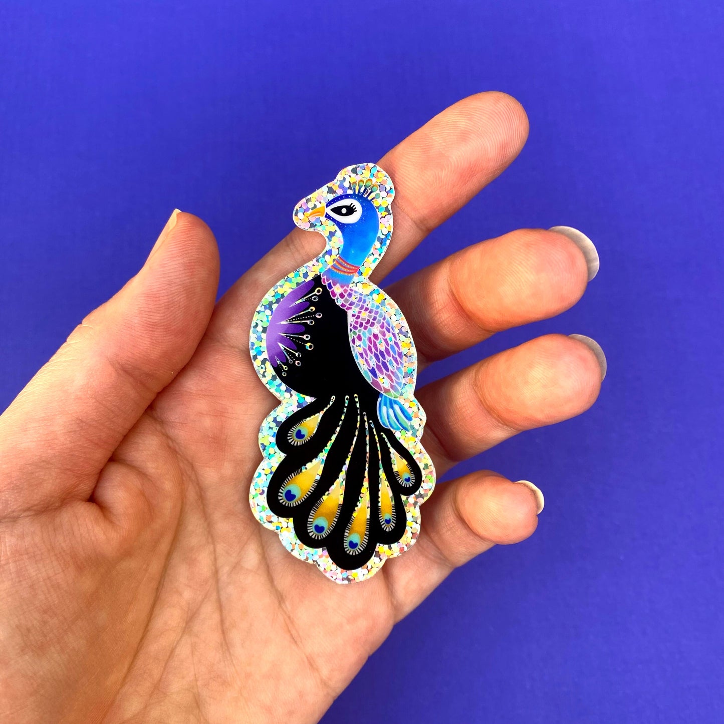 Glitter Peacock Sticker, Glittery Stickers, Peacock Decal, sparkly stickers for laptop Glitter, waterproof vinyl stickers, glitter peacock