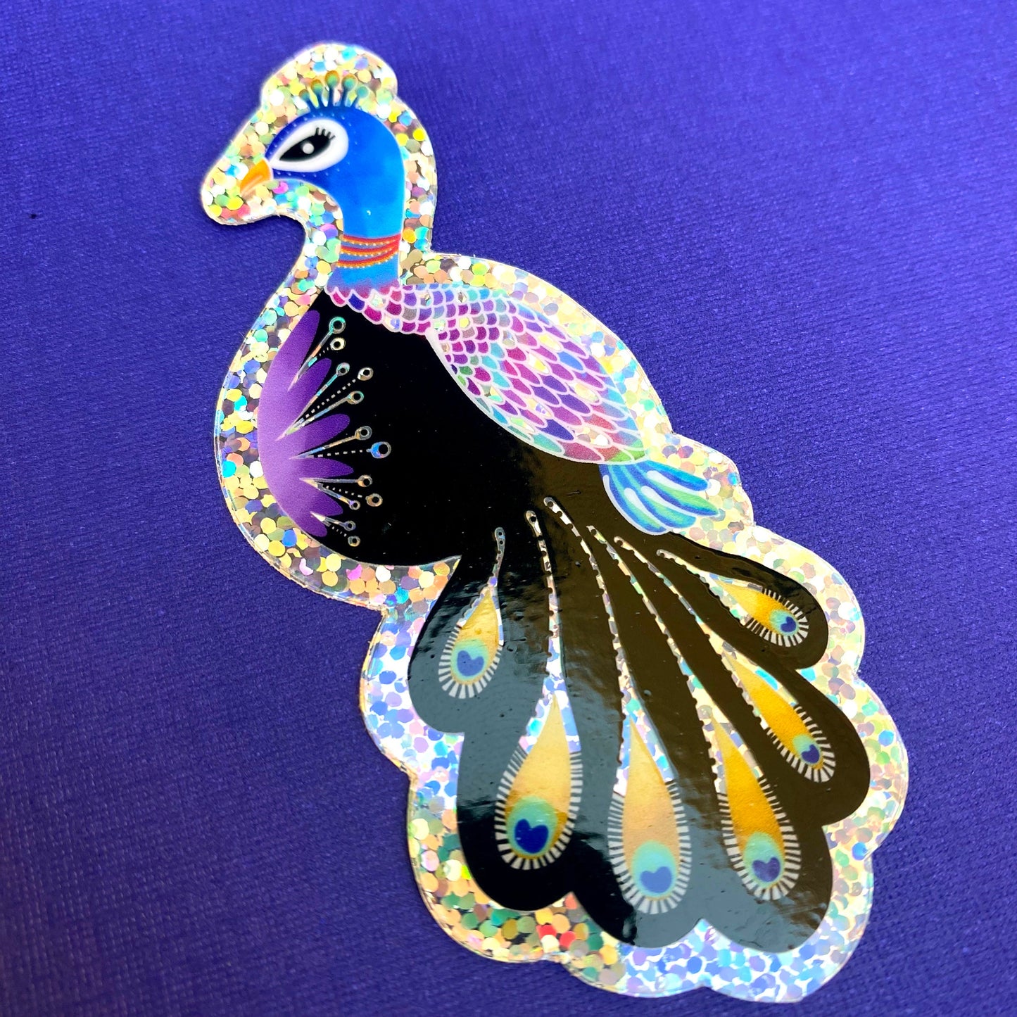 Glitter Peacock Sticker, Glittery Stickers, Peacock Decal, sparkly stickers for laptop Glitter, waterproof vinyl stickers, glitter peacock