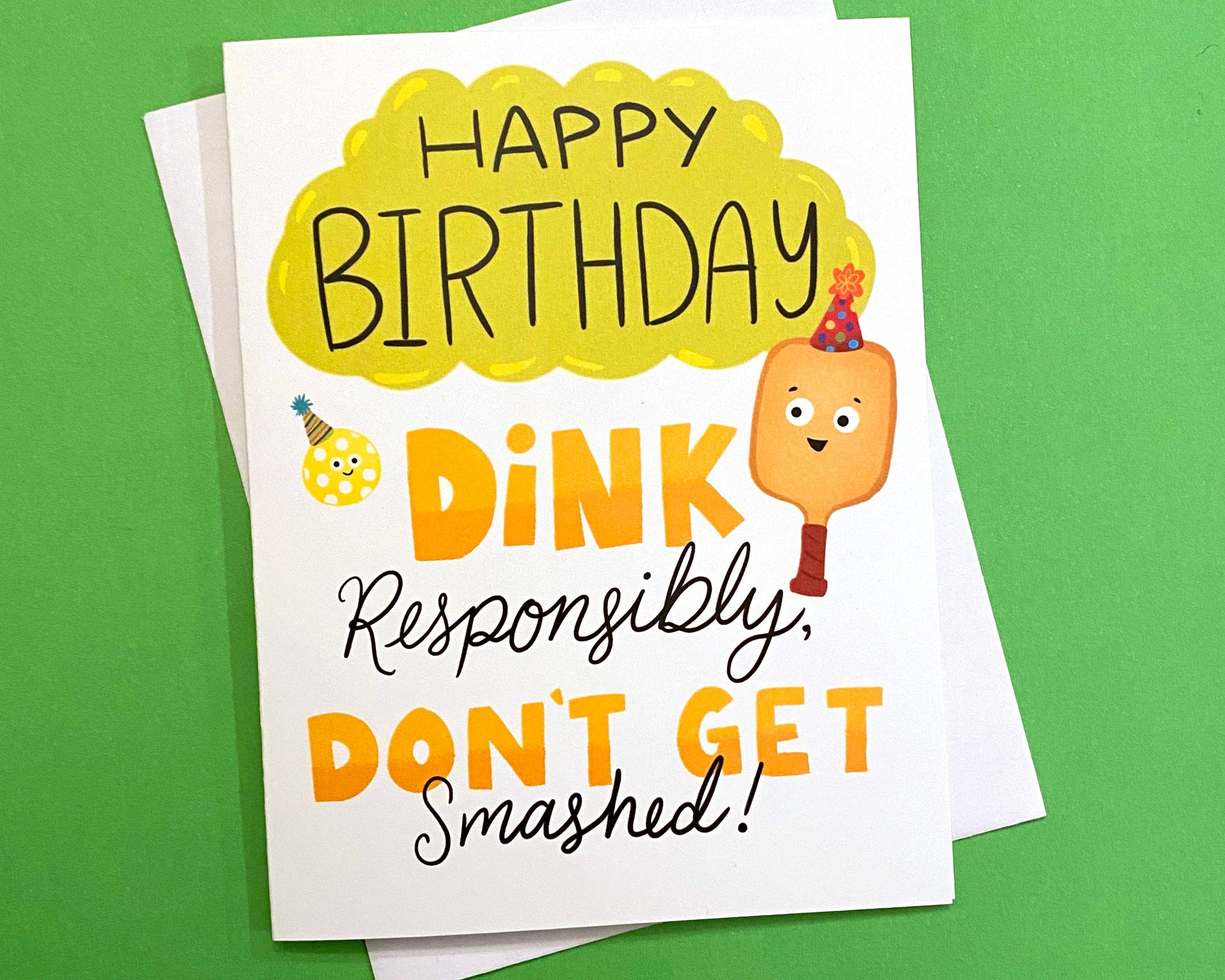 Funny Pickleball Birthday Card for your pickleball loving friend! Size A2 greeting card (4.25&quot; x 5.5&quot;) with envelope, blank Inside. All cards are designed and Illustrated with love by me, Anna Fox, and are printed  in Denver, CO.