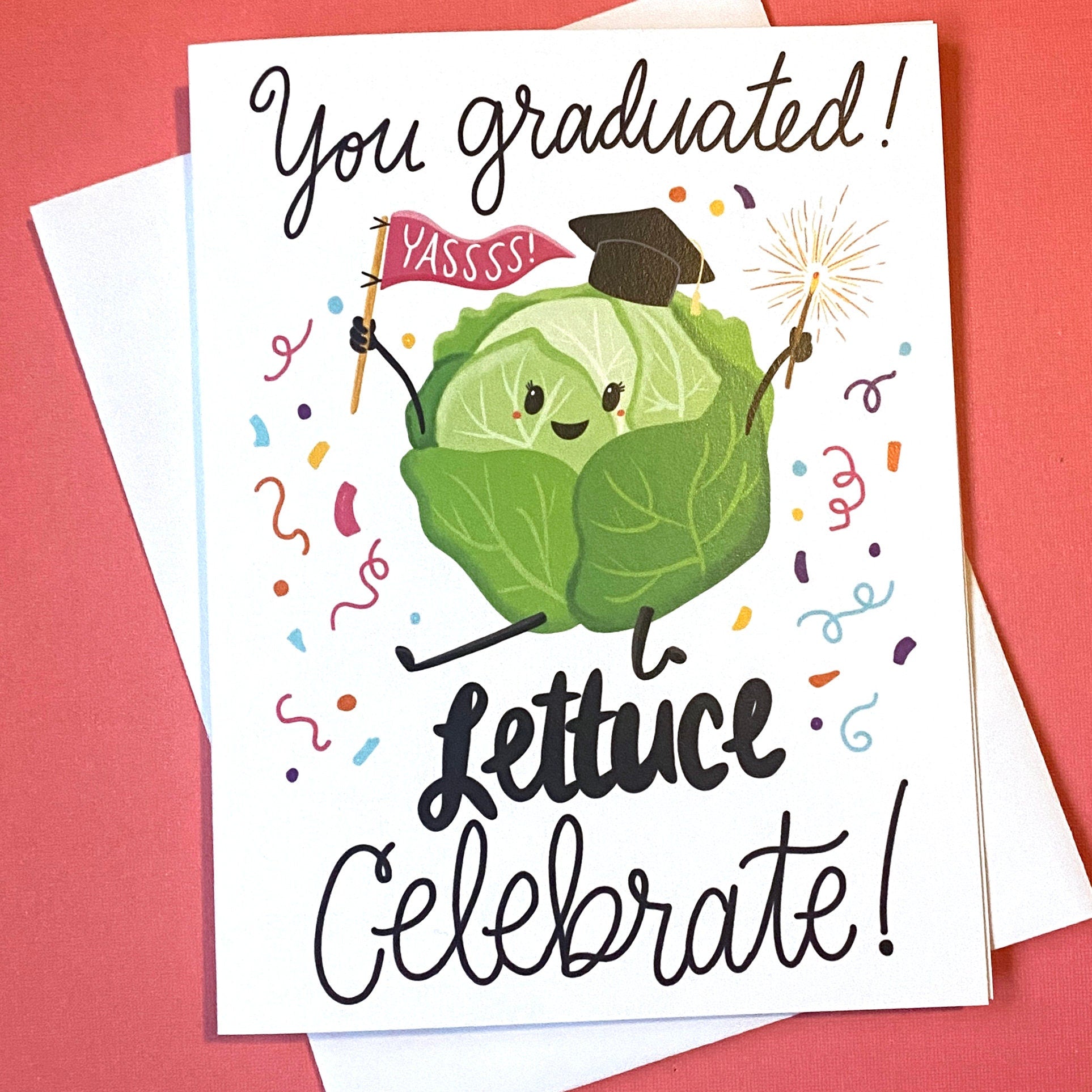 Funny Graduation Card, Lettuce Celebrate, Happy Graduation 2025, Congrats Grad Cards, High School Graduate, phd graduation