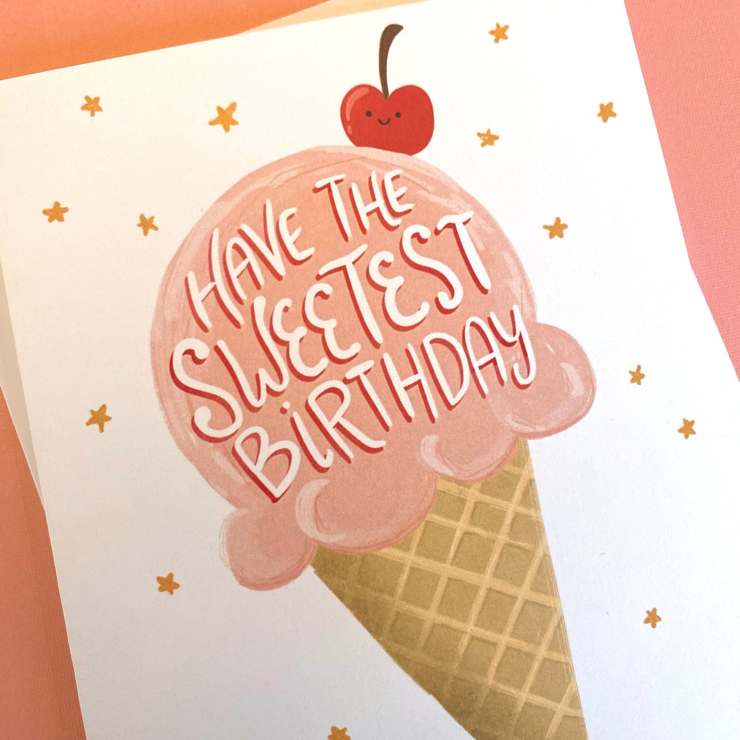 Sweet Birthday Card, Ice Cream Birthday Card, Ice Cream Card, Ice Cream Greeting Card, Friend Birthday Card, Cherry Birthday Card