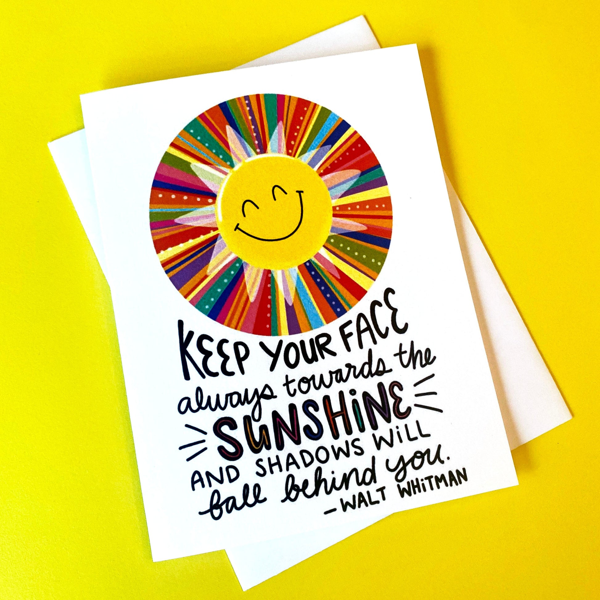 Encouragement Card, Support Card, Walt Whitman Quote, Sunshine Quotes, Inspirational Greeting Cards, encouraging cards, thinking of you card