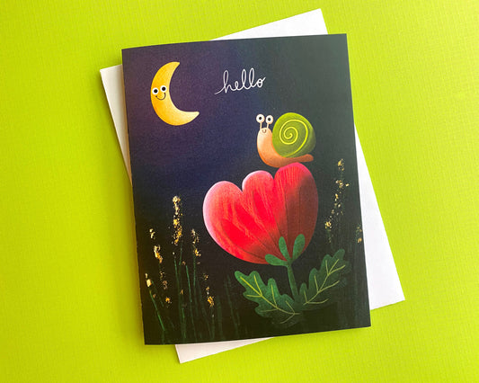 Hello Greeting Card, Just Because Card for Friend, Notecards, Blank Note Cards with Envelopes, all occasion card set, camp cards from home