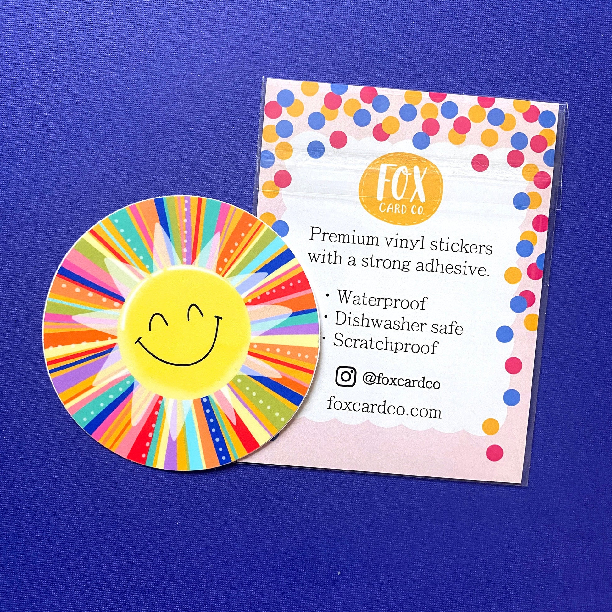 Happy Face Sun Sticker, Rainbow Sunshine, Cute Sunshine Stickers, Rainbow Smiling Face Sun, Colorful Stickers, waterproof vinyl stickers