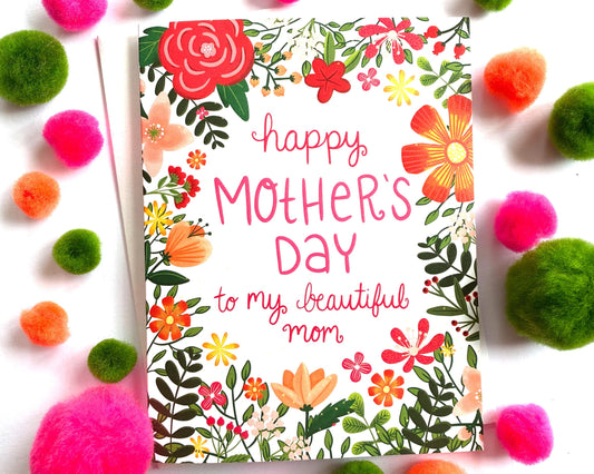 Beautiful Mom Mother's Day Card, Meaningful Gifts for mom, Mothers Day Gift, Happy Mothers Day Card from Daughter, Cards For Mom