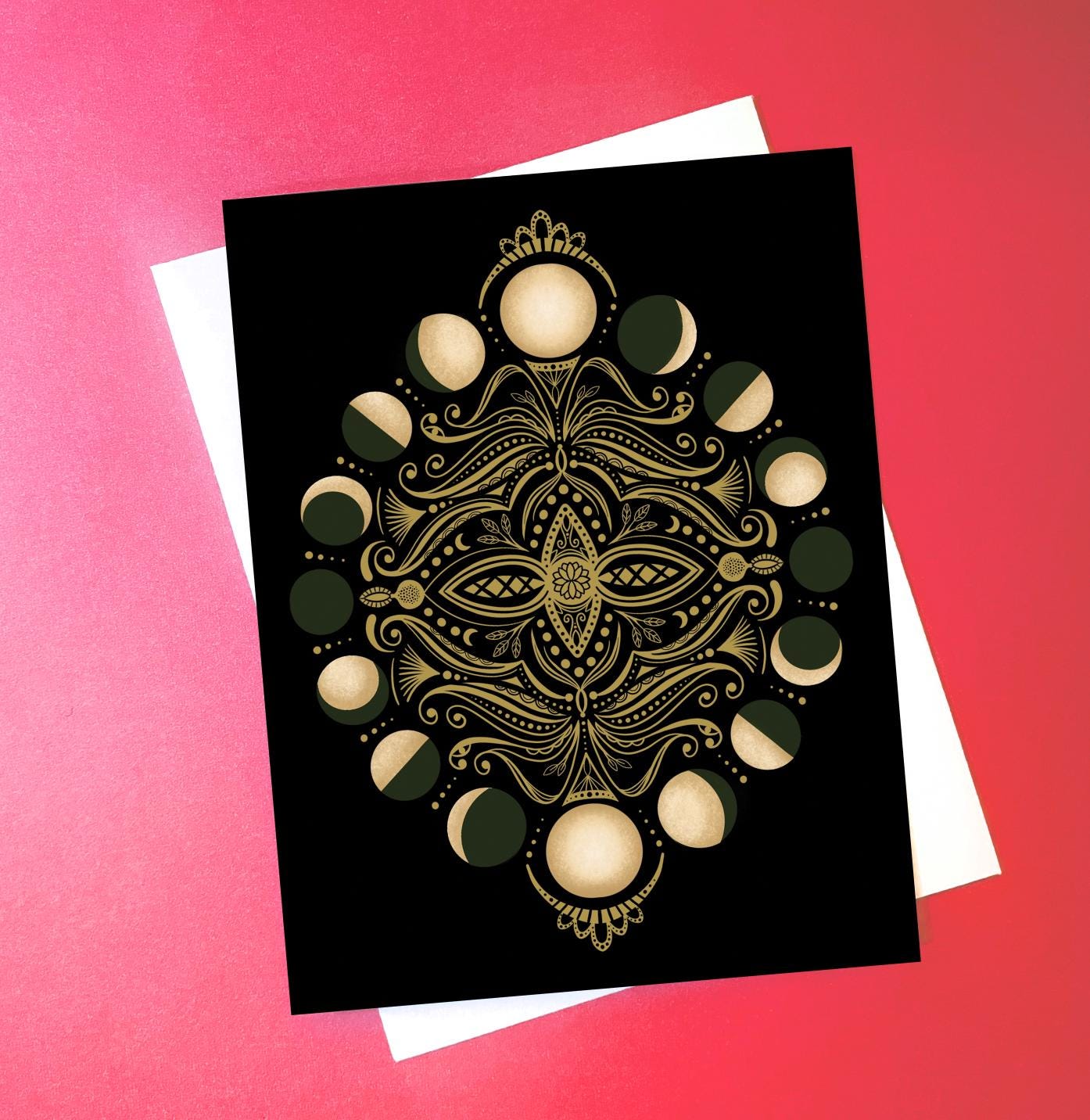 Moon Phase Cards, Celestial Stationary Set, Cosmic Greeting Cards, Witchy Gifts, Moon art greeting cards, Green witch, gothic moon