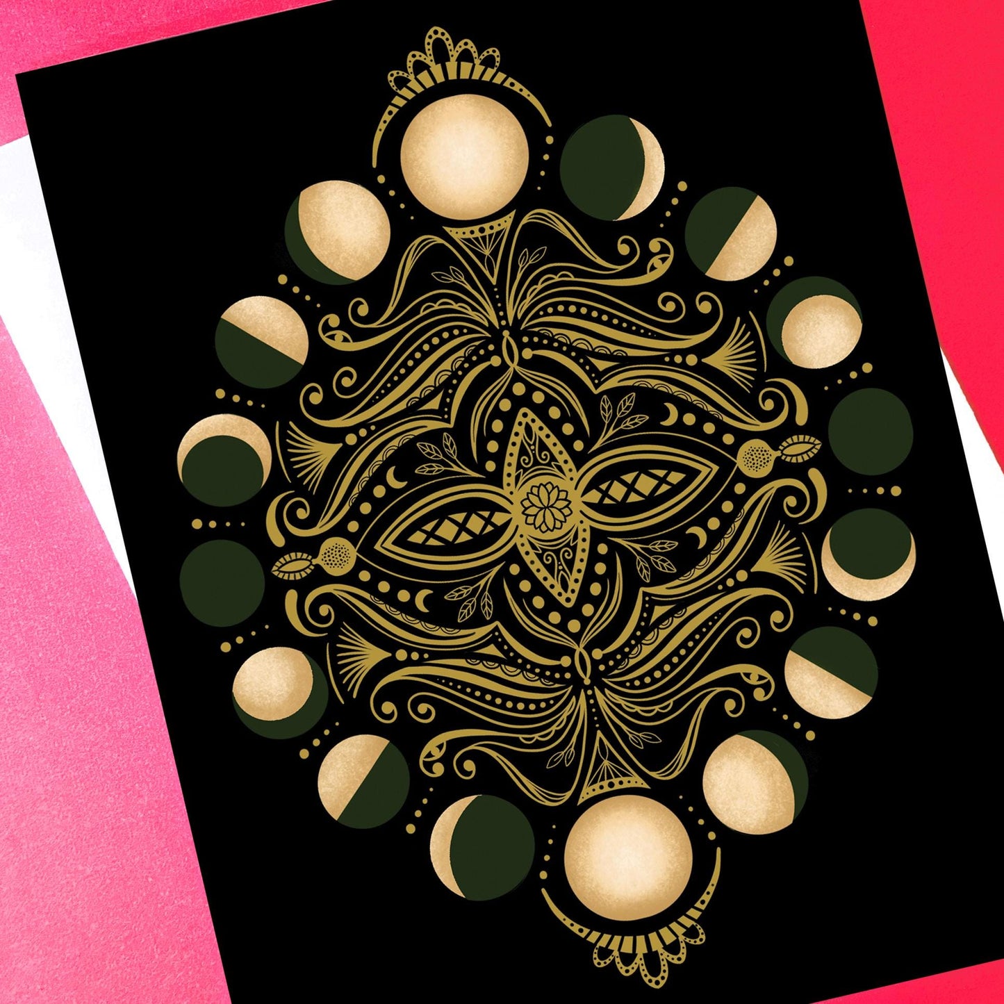 Moon Phase Cards, Celestial Stationary Set, Cosmic Greeting Cards, Witchy Gifts, Moon art greeting cards, Green witch, gothic moon