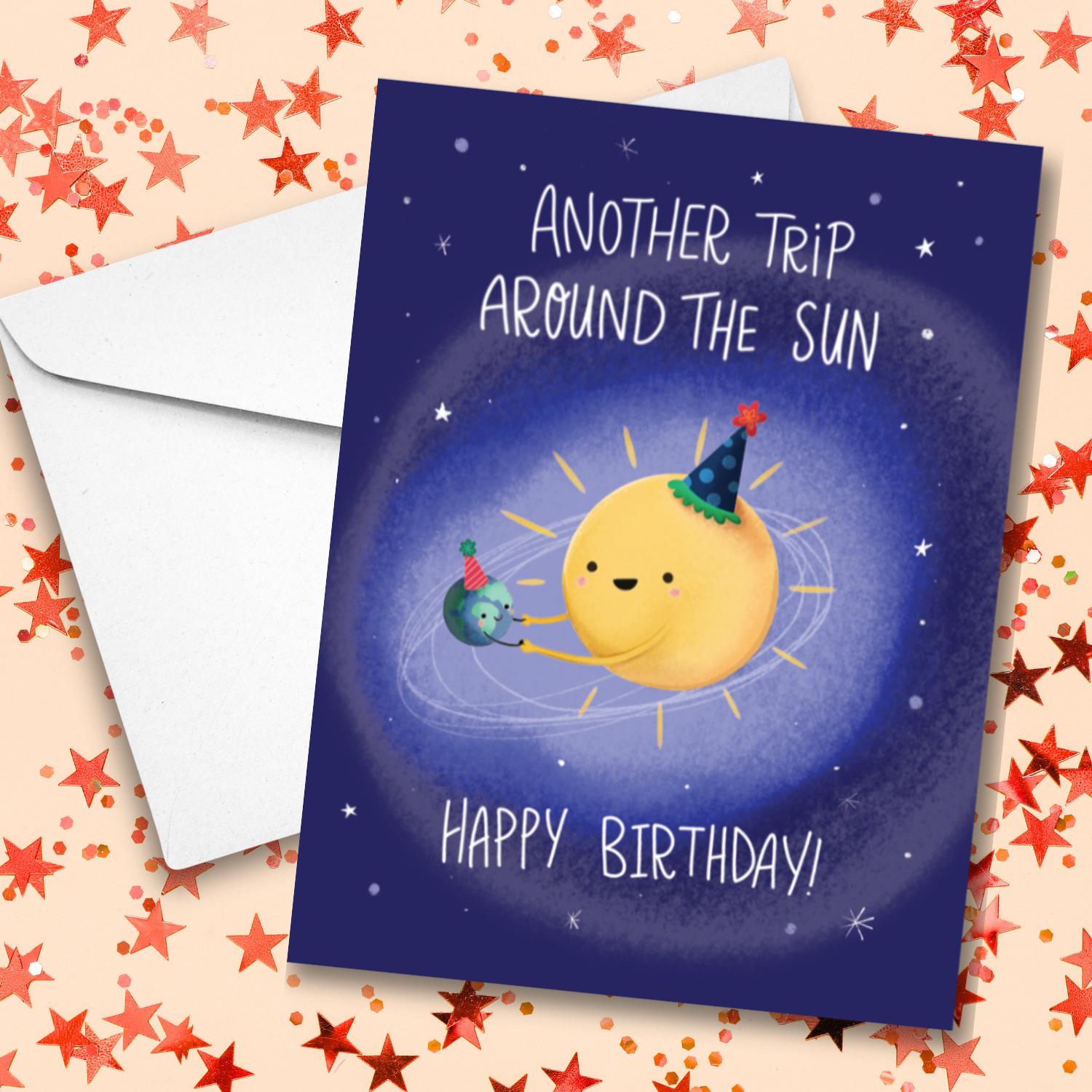 Another trip around the sun birthday card, Sunshine bday greeting