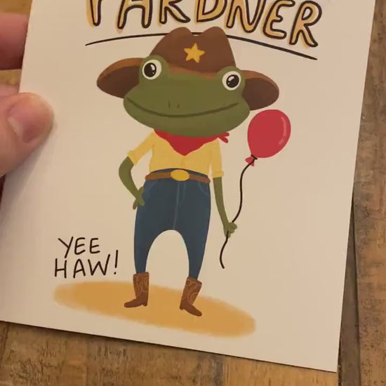 Funny Birthday Card Frog, Cute Cowboy Frog, Cowboy Birthday Card, Funny Frog Gift, Happy Birthday Cards, Funny Frog Greeting Cards, yeehaw