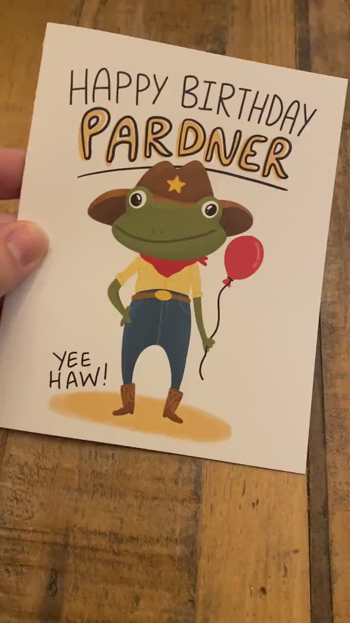 Funny Birthday Card Frog, Cute Cowboy Frog, Cowboy Birthday Card, Funny Frog Gift, Happy Birthday Cards, Funny Frog Greeting Cards, yeehaw