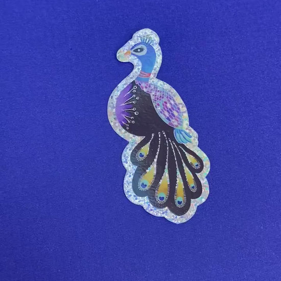 Glitter Peacock Sticker, Glittery Stickers, Peacock Decal, sparkly stickers for laptop Glitter, waterproof vinyl stickers, glitter peacock