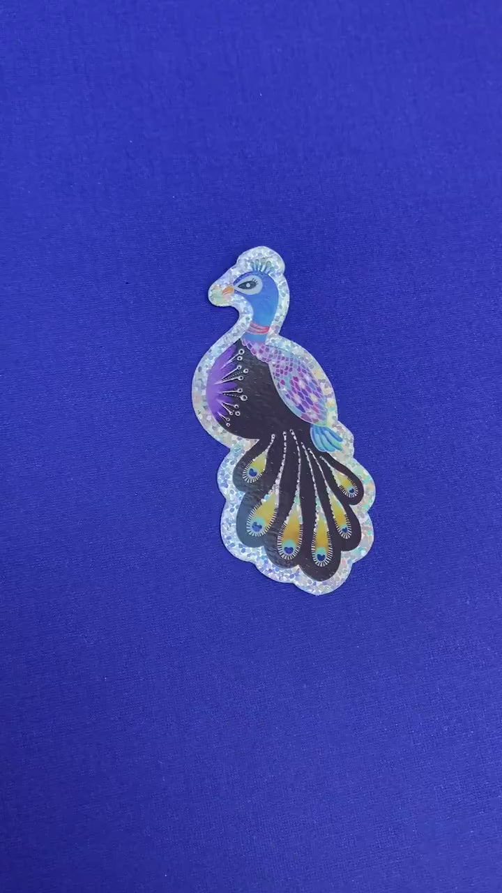 Glitter Peacock Sticker, Glittery Stickers, Peacock Decal, sparkly stickers for laptop Glitter, waterproof vinyl stickers, glitter peacock
