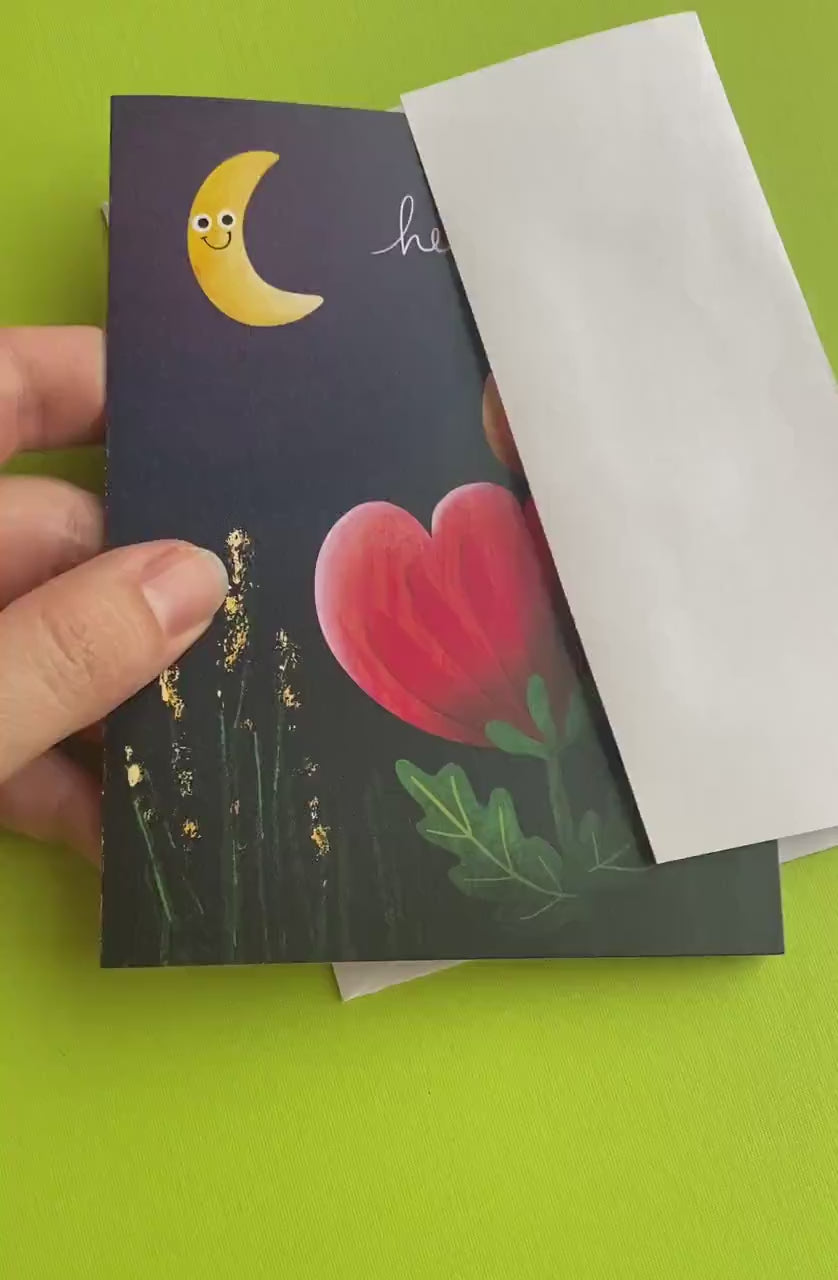 Hello Greeting Card, Just Because Card for Friend, Notecards, Blank Note Cards with Envelopes, all occasion card set, camp cards from home